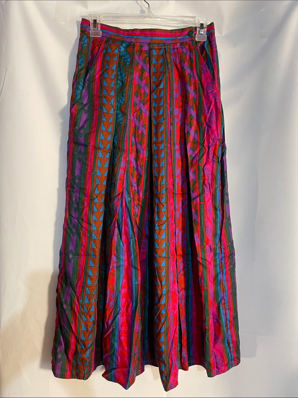 Rafaella Fuchsia and Teal Geometric Maxi Skirt, size 8